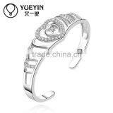 Exquisite Brass Sample Accepted Women Heart Designs Silver Plated Bangle thumbnail-1