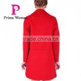 New Design Spring Women Medium Length Red Wool Coat thumbnail-3
