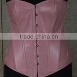 High Quality Women's Pink Leather Steel Boned Corset