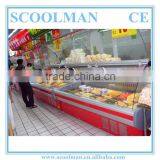 Curved Glass Chest Showcase for Deli and Salad