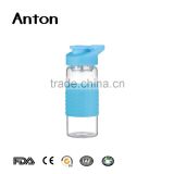 13oz Glass Material Water Bottle with Tea Filter Infuser Silicone Cap For Wholesale transparent glass water bottles