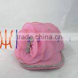 Girls Pink baseball hat/cap and hat / plain snapback hats wholesale with flower trimmings
