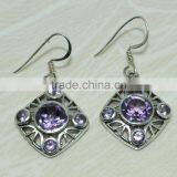 925 Sterling Silver Earring Amethyst Nice Dangle for Best Gift This Christmas thumbnail-1