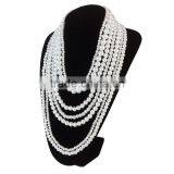 European And American Big Exaggerated Retro Multilayer Pearl Clavice Chain Bends Long Necklace thumbnail-6