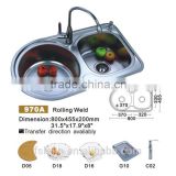 Stainless steel kichen sinks with double bowls LL-970A