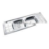Stainless Steel Bowls Kitchen Sink Double Bowl Kitchen Sink With Drainboard thumbnail-1