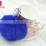 Genuine rabbit plush promotional gift keychain/ handbag accessories pom pom keyring