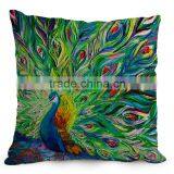 Beautiful Peacock Feather Linen Cushion Cover 45cm Throw Pillow Case Christmas Decoration for Sofa Bed Chair thumbnail-6