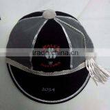 Custom Embroidered Honours Cap With Silver Braid & Tassel, Black / Grey Velvet thumbnail-2
