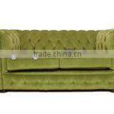 Modern Chesterfield Green Leather Sofa