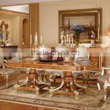 Luxury Vitoria Style Gold Leaf Dining Room Furniture, Baroque Palace Style Marquetry Round Dinning Table With Chairs thumbnail-4