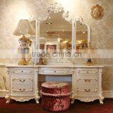 French Classic Wooden Dressing Makeup Table With Mirror/ Romantic White Carving Vanity Dresser Table Set/ Purple Bedroom Set thumbnail-1