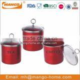 White Kitchen Metal Tea Coffee Sugar Canister Set thumbnail-2