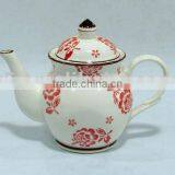 Red Rose Design Ceramic Teapot thumbnail-1