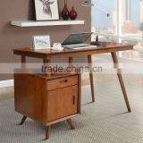 Writing Desk Vintage Style Solid Teak Wood Medium Brown Color With Drawer thumbnail-1