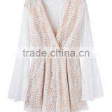 Ladies Fashion White Lace v Neck Long Flare Sleeve Adult Romper thumbnail-5