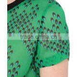 Wholesale Women Green Short Sleeves Round Neck Sheer Silk Top(DQE0092T) thumbnail-5