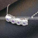 925 Sterling Silver Zircon Bend Pendant Necklace thumbnail-2