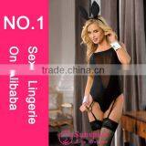 Newest High Quality Hot Sales Wholesale Black Nylonand Spandex Sexy Bunny Girl Cosplay Costume thumbnail-1
