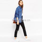 Washed Blue Loose Bulk Wholesale Jacket for Women Casual Wear thumbnail-4