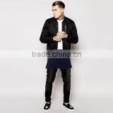 2015 Mens Long Tee Shirt 100% Cotton Short Sleeve Long Tee Shirt With Panelling and Side Zips thumbnail-4