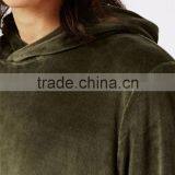 MGOO Plain Basic Velour Classic Fit Hoodie Front Pocket Olive Green Velvet Pullover Men thumbnail-6