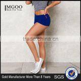 MGOO High Quality Low Cut Spandex Shorts Soft Stretch Yoga Shorts Royal Blue Jersey Knit Stretch Pants thumbnail-1