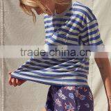 MGOO Fashion Design Stripe Round Neck T Shirt 180 GSM 100% Cotton Wonder Woman T Shirts With Pocket thumbnail-4