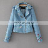 Zm50327b Autumn and Winter New Style Women Clothes Embroidery pu Coats Zipper Jacket Lady Coat thumbnail-5