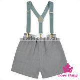 Summer Unisex Clothes Kids Panties Plain Color Linen Uniform Baby Braces Suit Shorts thumbnail-5