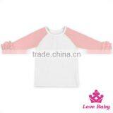 Baby Fall Cotton Shirt Long Sleeve Girls Clothes Ruffle Raglan Girls Blank Ruffle Sleeve T Shirt Wholesale Icing Ruffle Shirt thumbnail-3