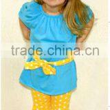 New Girls Children Kids Polka Dot Capri Summer Outfit Set Ruffles Boutique Style thumbnail-1