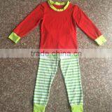 Girls Fancy Stripes Pajama Sets Red Top and Green Stripe Pants 100% Cotton Knitted Pajama Sets Girls Hot Pajamas Sexy thumbnail-1