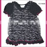 Wholsale new summer fashion style black cvc floral chiffon bonny mini kids girls fake two piece t shirt