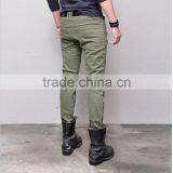 Mens Double Zipper Seaming Thick Twill Light Green Pants thumbnail-3