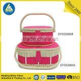 Knitted Type With Fabric Covering Oval Shape Sewing Basket thumbnail-5