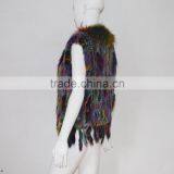 SJ005 Sexy America Tassels Rabbit Knitting Vest With Raccoon Fur thumbnail-4