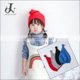 China Supplier Christmas Baby Red Knitted Kids Cute Caps With Fur Pompoms Hats