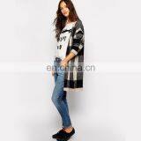 New Arrival Checked Woolen Sweater Designs for Ladies Open Chest Sweater thumbnail-4
