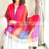 New Minority Style Nepal Cotton and Linen Colorful Hijab Manufacturer Direct Rainbow Pashmina Scarf thumbnail-4