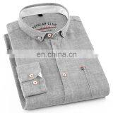 Hight Quality Mens Long Sleeve Plus Size Heather Colors Cotton Linen Casual Shirts thumbnail-3