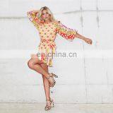 LAITE D2195 Amazon Hot Sales Long Sleeve Printed Flounced Casual Dresses Women V-neck Bandage Sexy Dresses thumbnail-7