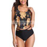 2019 New Sexy Women Bikini Set Mujer Ruffle Floral Printed Swimsuit Push Up High Waist Bikini Biquinis Brazilian Swimwear Summer thumbnail-2