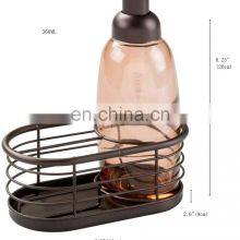 Modern Glass Kitchen Sink Countertop Liquid Hand Soap Dispenser Pump Bottle Caddy With Storage Compartments thumbnail-4