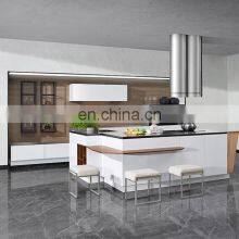Contemporary White Hight Gloss Solid Wood Simple Cabinets Kitchen Design Waterproof Kitchen Cabinets Unit thumbnail-3