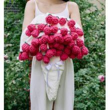 PINK CARNATIONS ROSE CROCHET FLOWER BOUQUET BLANKET