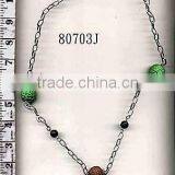METAL CHAIN NECKLACE WITH PLASTIC BEADS METAL CHAINS NECKLACE WITH PLASTIC BEADS GYT-80703J thumbnail-1