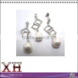Shinning 925 Sterling Silver Cubic Zircon Fashion Pearl Jewelry Set