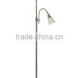 Brushed Steel Torchiere Floor Lamp with Adjustable Reading Side Arm Lamp