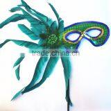 Fashion One Side Multi Color Feather Party Cosplay Sequin Flower Feather Mask thumbnail-3